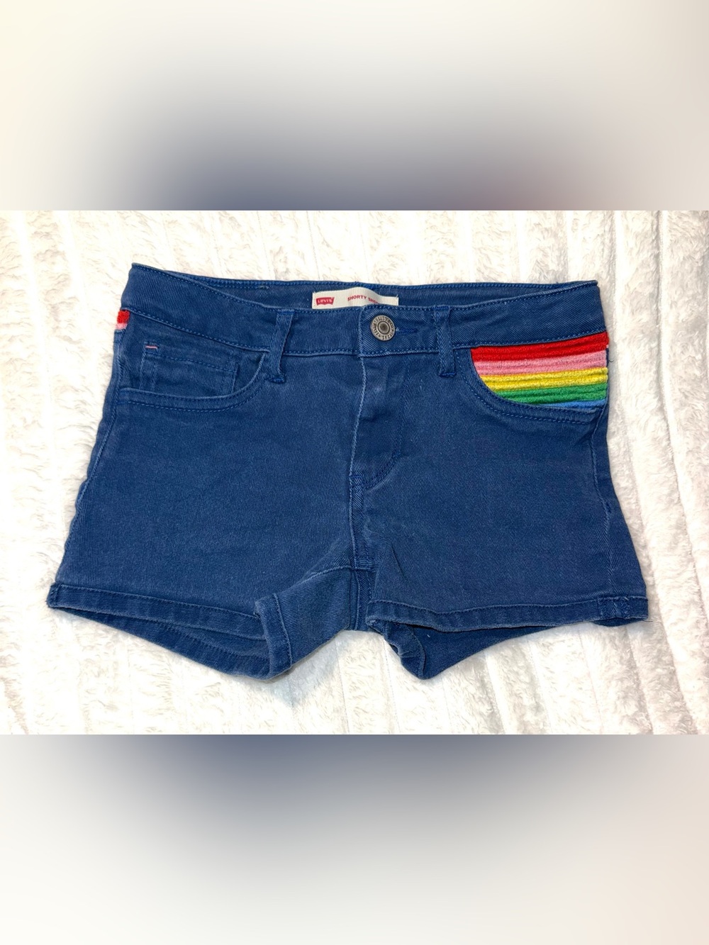 Levi's Girls Rainbow Pocket Denim “Shorty Shorts”, size 10